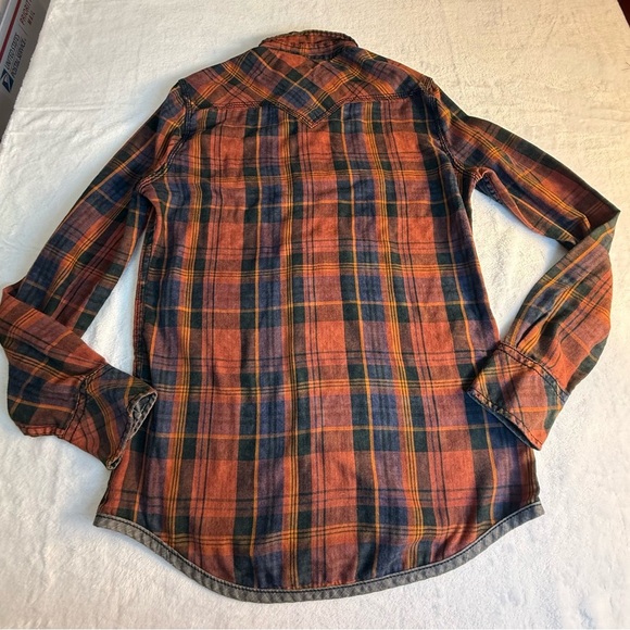 BKE Orange and Blue Plaid Casual Shirt - Picture 2 of 5
